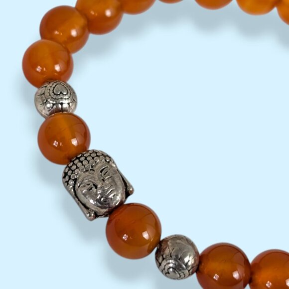 (2/$20) Orange Beaded Buddha Stretch Bracelet - Picture 5 of 6